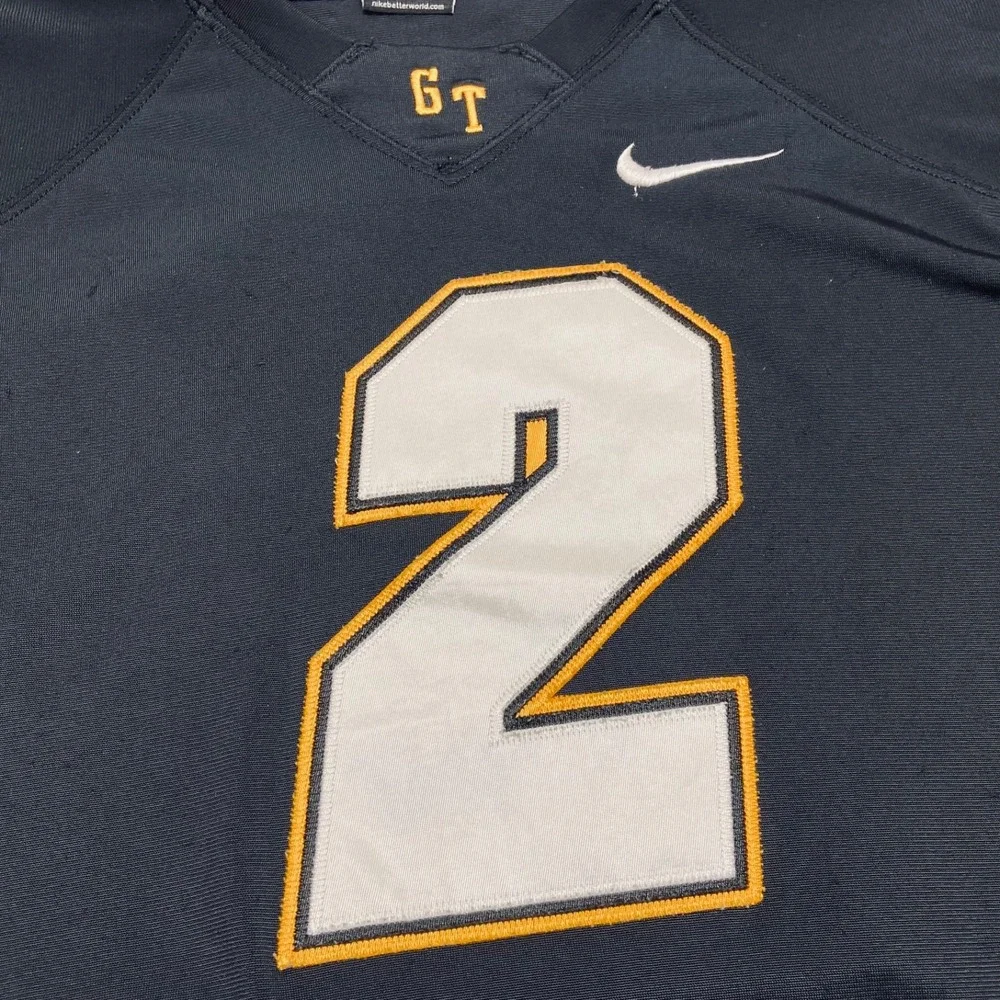 Nike GT Team Football Jersey #2 Men's XL Black Gold Logo Authentic On Field GUC